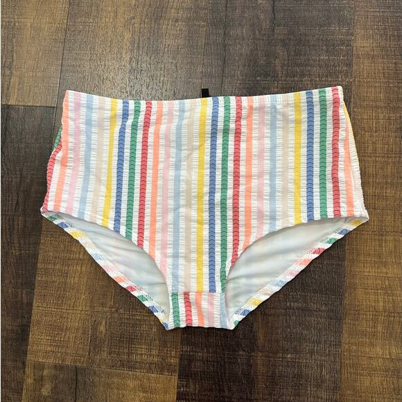 J. Crew Boy Short Bikini Bottom in Suckered Rainbow Stripe Size Small - Picture 1 of 7